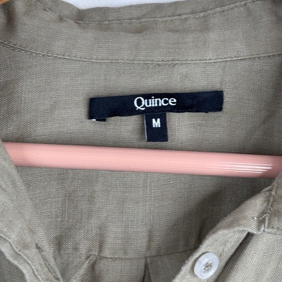 Quince Linen Long Sleeve Top M Olive Green Minimalist Safari Lightweight Button - Picture 6 of 11